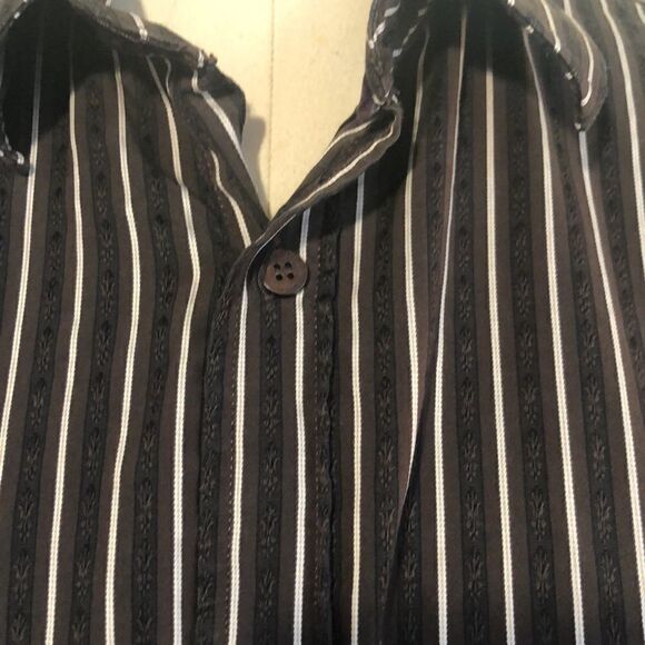 Ted Baker Classic 💯 % Cotton Brown and White Striped Shirt. See measurements. - Picture 4 of 12